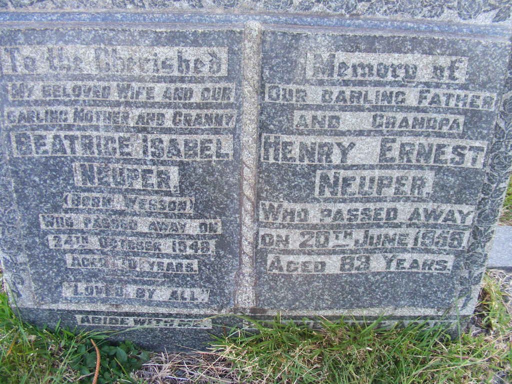 NEUPER Henry Ernest -1959 &amp; Beatrice Isabel WESSON -1948