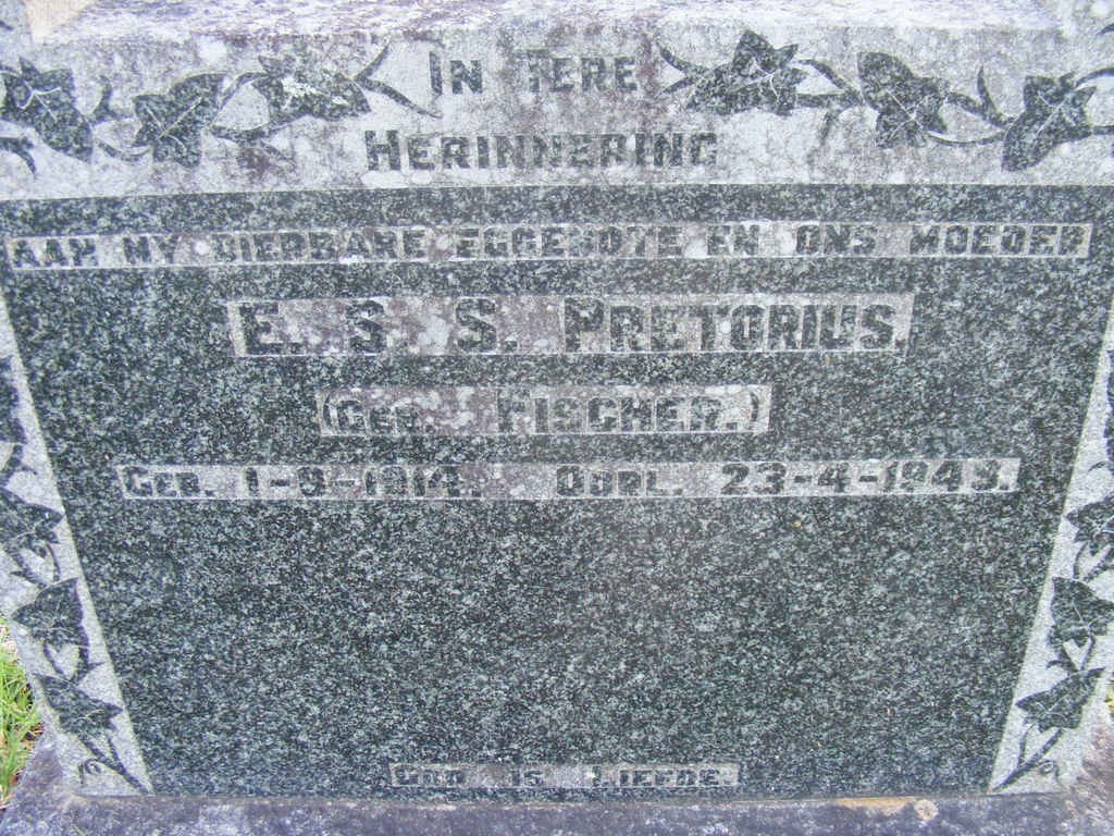 PRETORIUS E.S.S. nee FISCHER 1914-1949