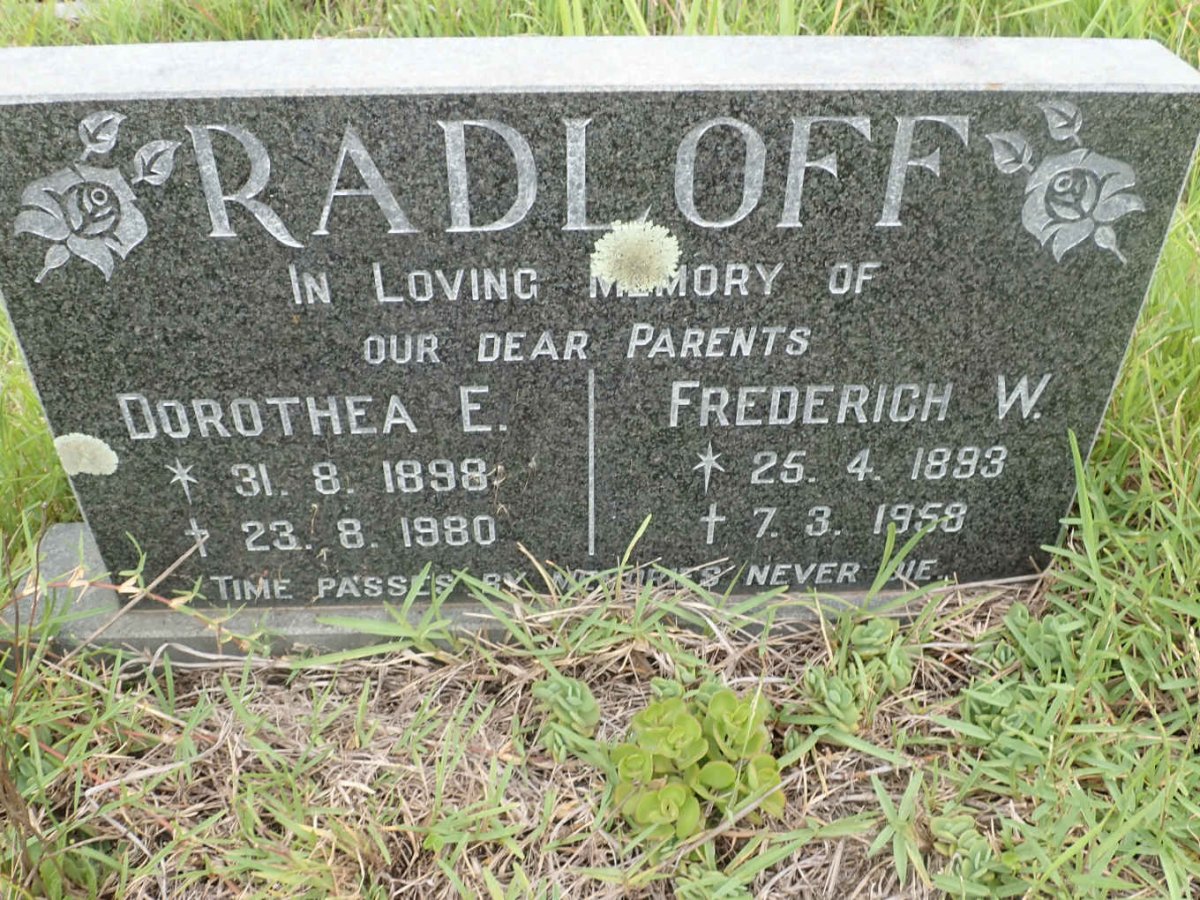 RADLOFF Frederich W. 1893-1958 &amp; Dorothea E. 1898-1980