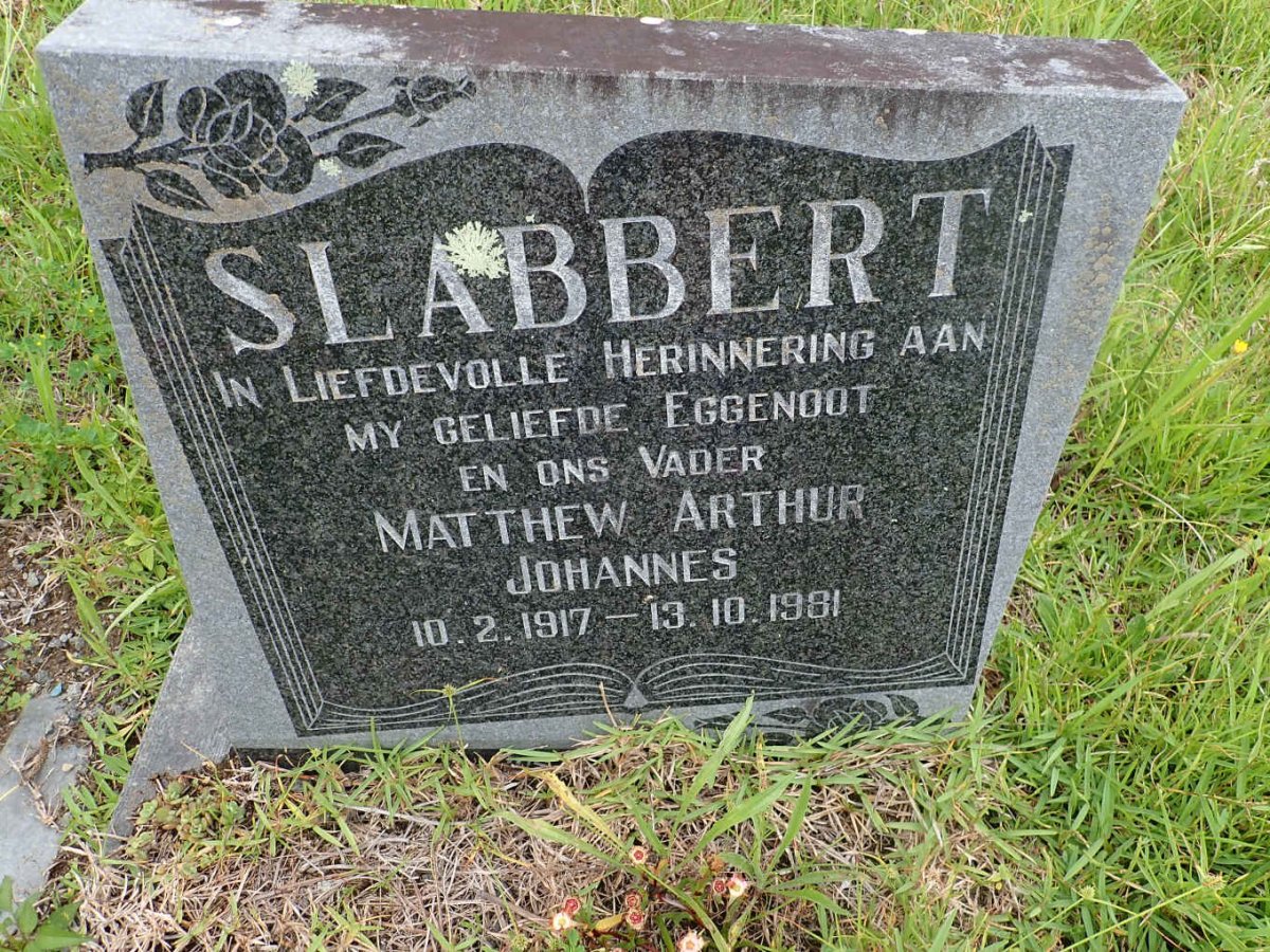 SLABBERT Matthew Arthur Johannes 1917-1981