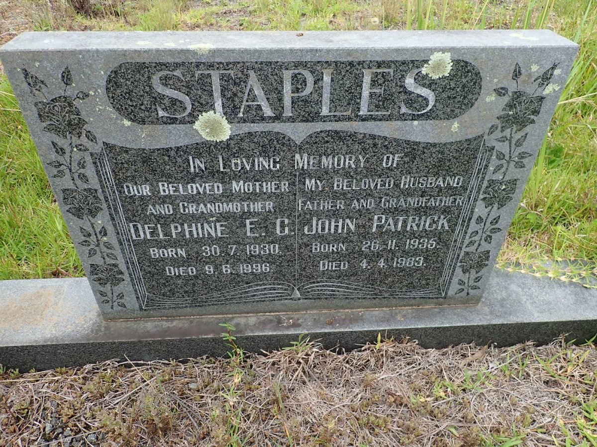 STAPLES John Patrick 1935-1983 &amp; Delphine E.G. 1930-1996