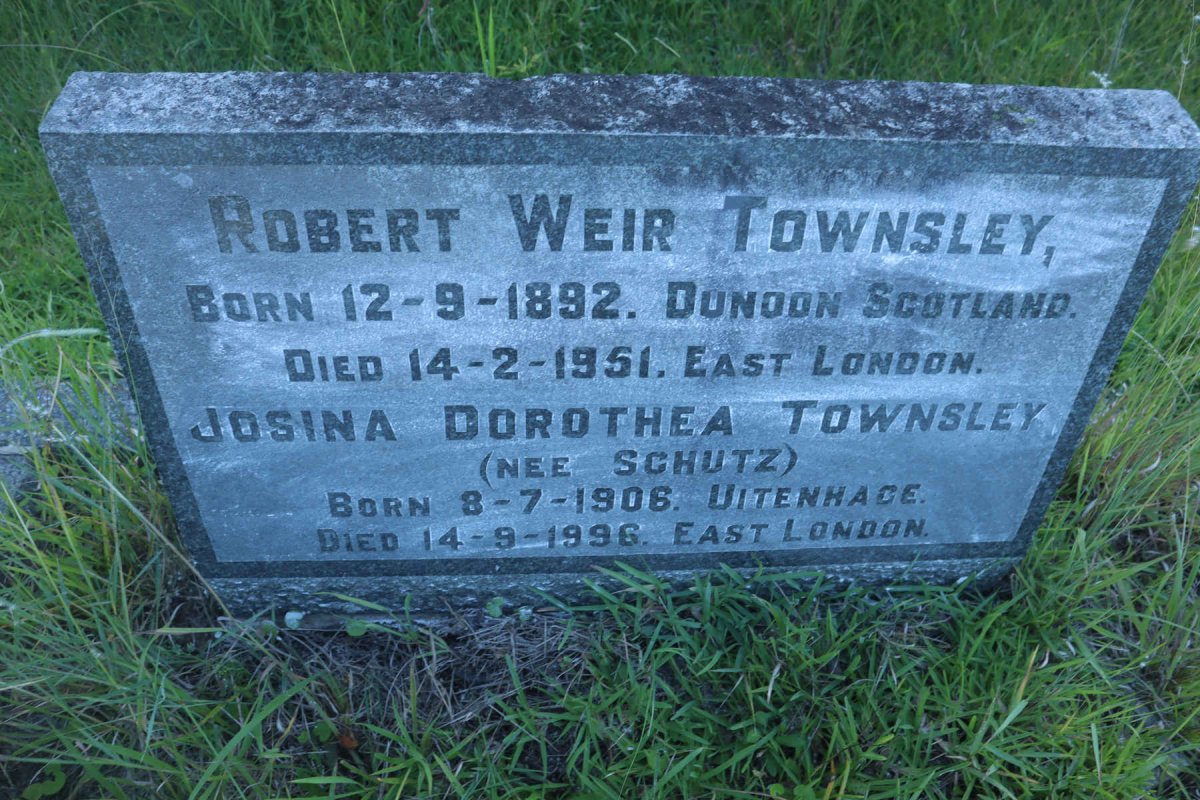 TOWNSLEY Robert Weir 1892-1951 &amp; Josina Dorothea SCHUTZ 1906-1996