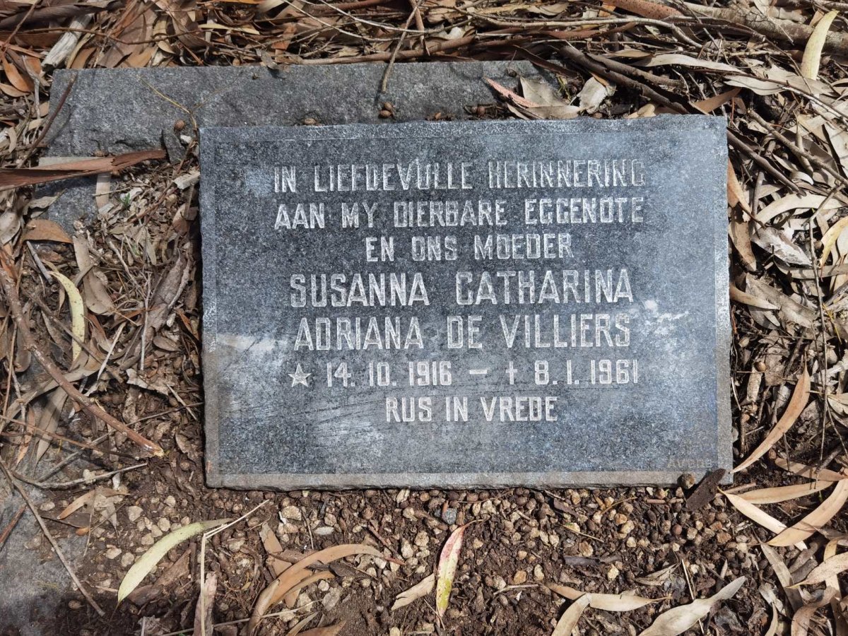 VILLIERS Susanna Catharina Adriana, de 1916-1961
