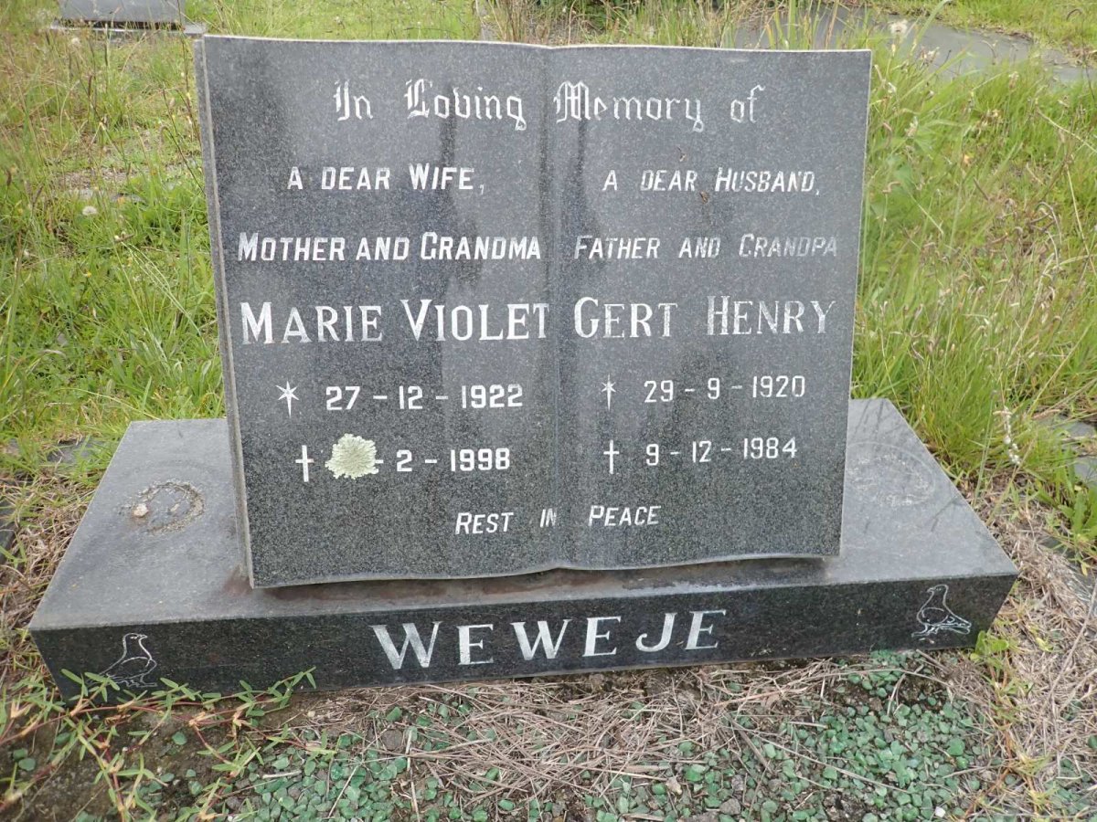 WEWEJE Gert Henry 1920-1984 &amp; Marie Violet 1922-1998