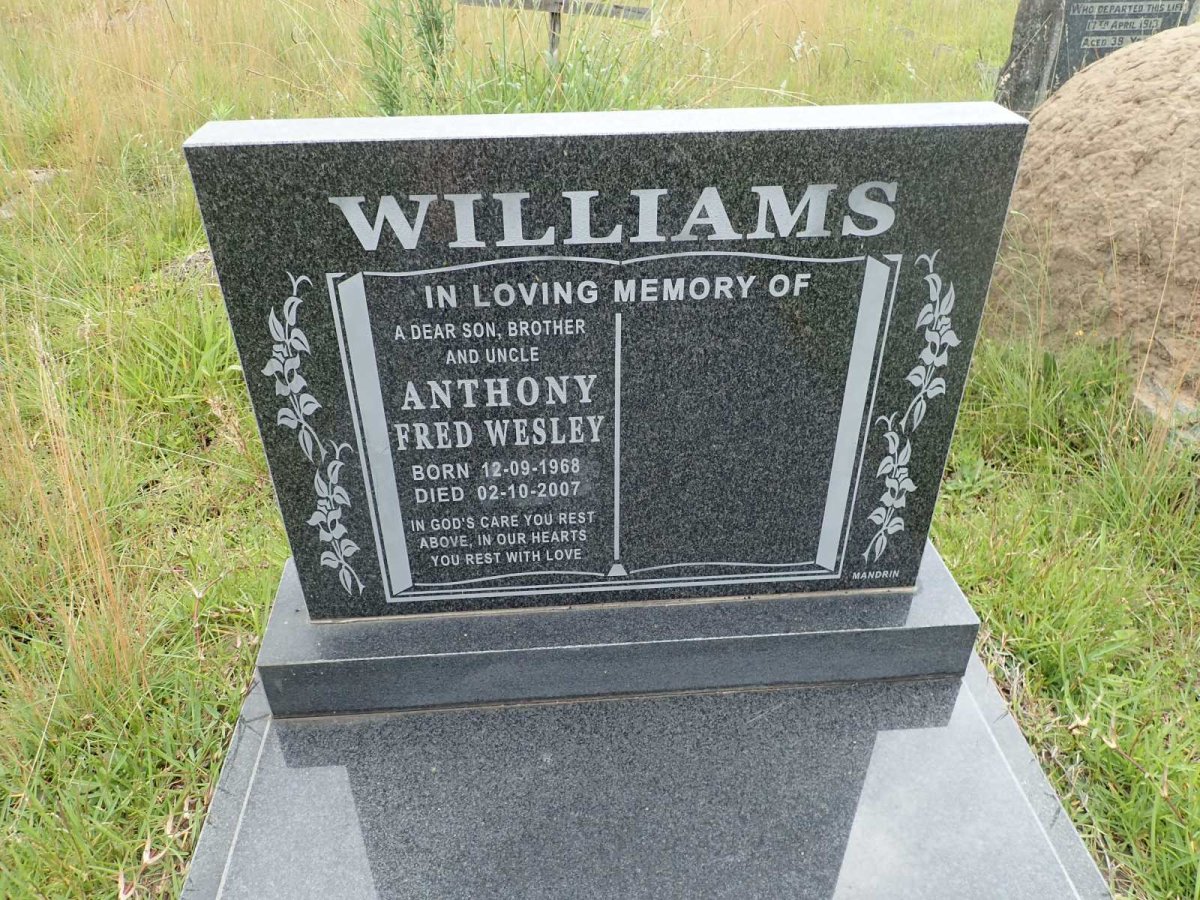 WILLIAMS Anthony Fred Wesley 1968-2007