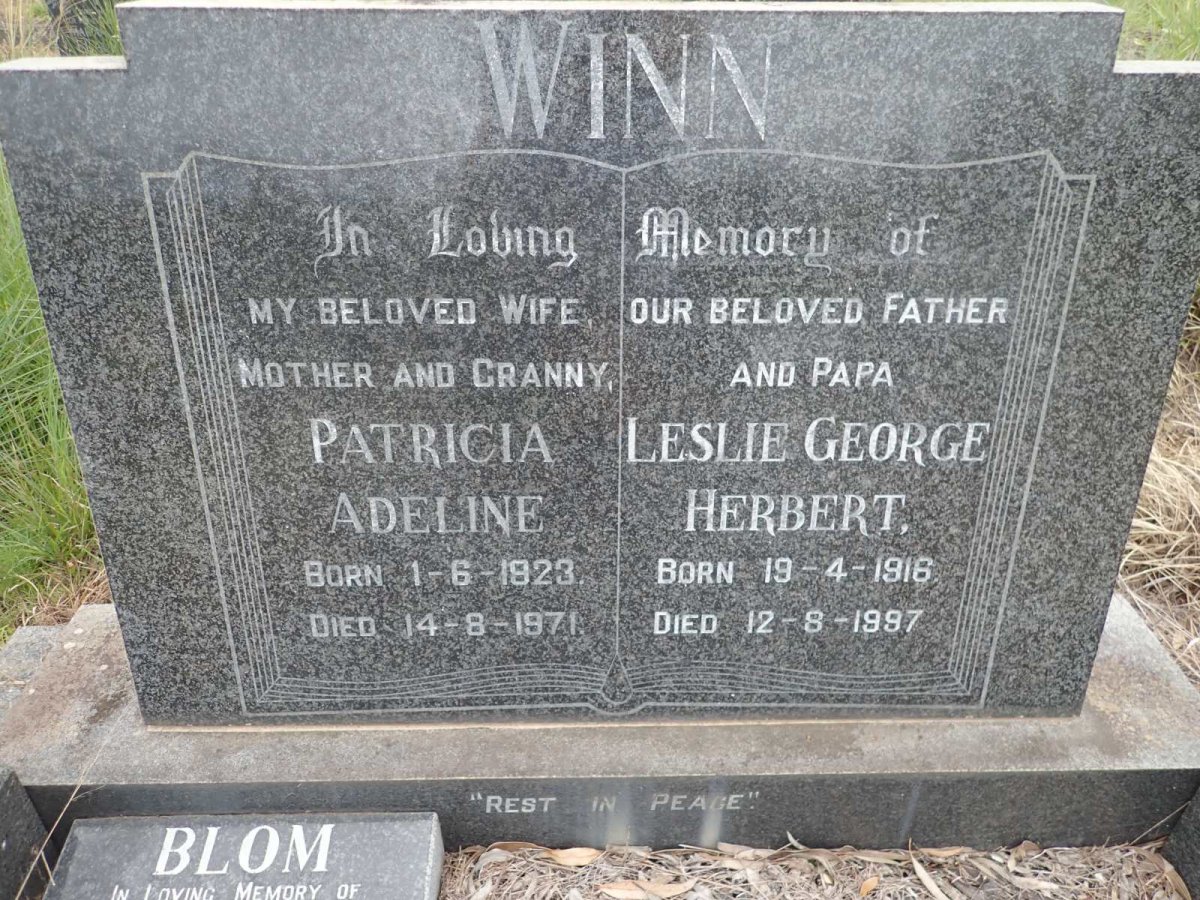 WINN Leslie George Herbert 1916-1997 &amp; Patricia Adeline 1923-1971