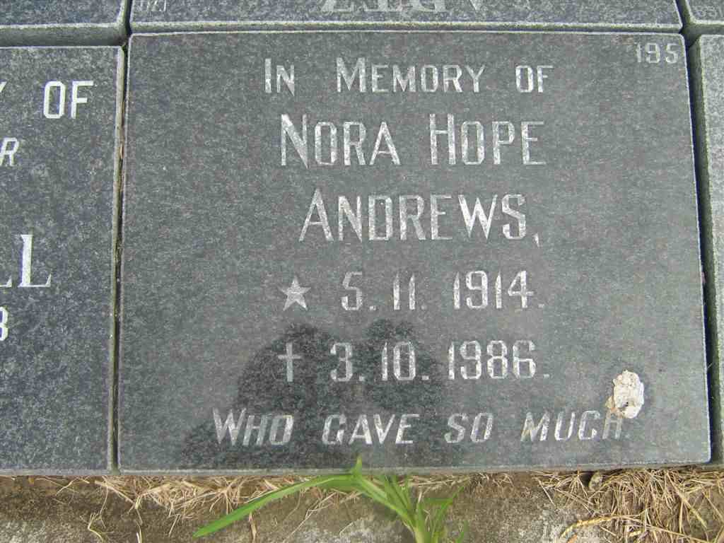 ANDREWS Nora Hope 1914-1986