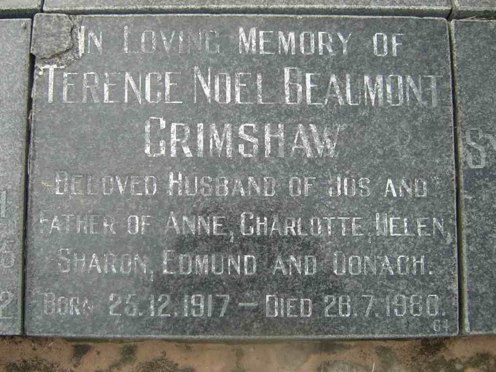GRIMSHAW Terence Noel Beaumont 1917-1980