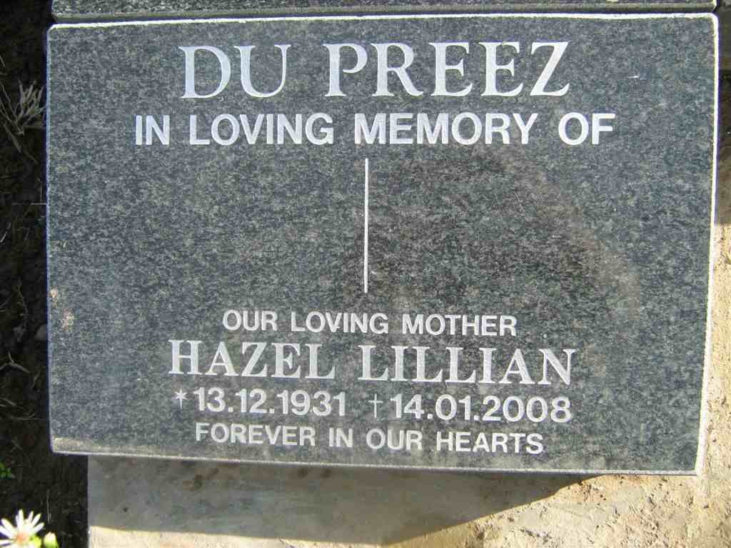 PREEZ Hazel Lillian, du 1931-2008