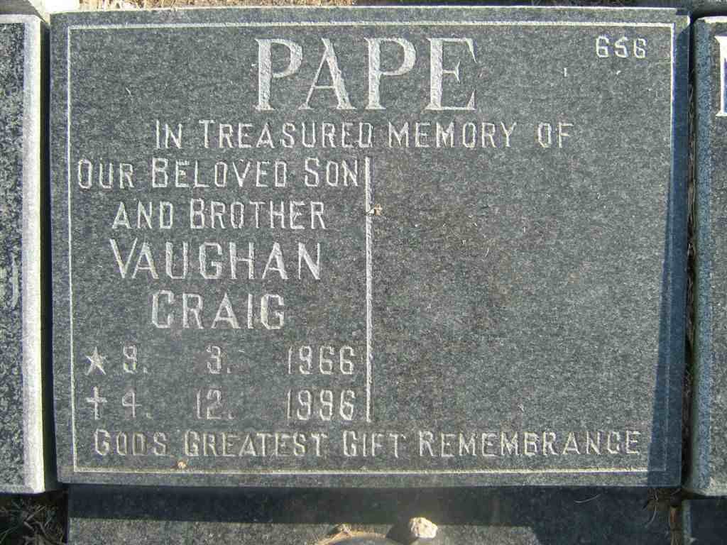 PAPE Vaughan Craig 1966-1996