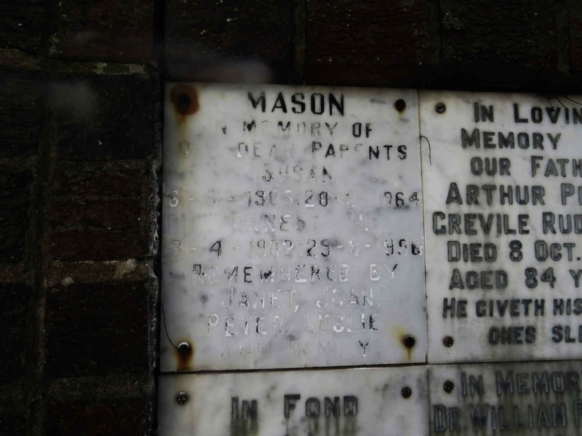 MASON Ernest H. 1902-1996 &amp; Susan 1906-1964