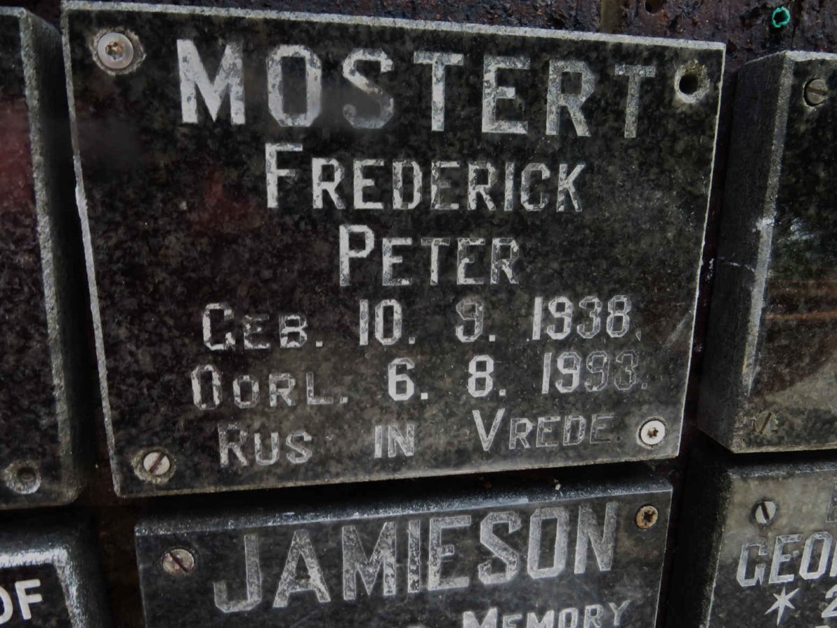 MOSTERT Frederick Peter 1938-1993