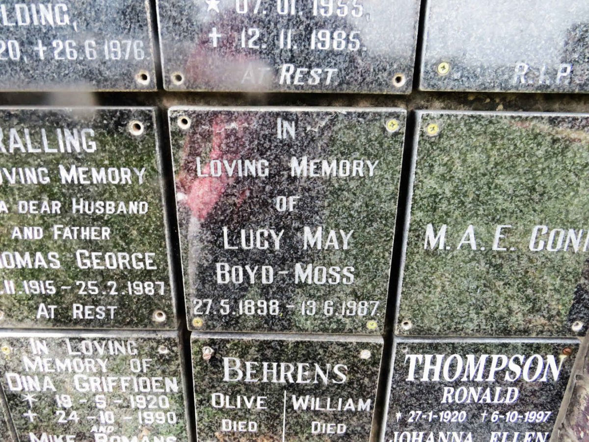 MOSS Lucy May, BOYD- 1898-1987