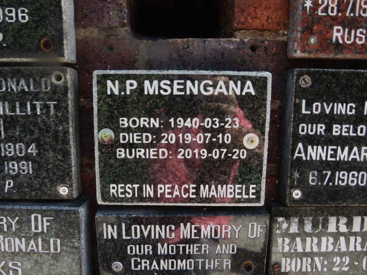 MSENGANA N.P. 1940-2019