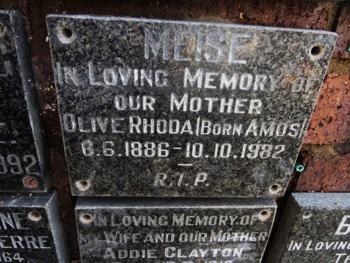 MEISE Olive Rhoda nee AMOS 1886-1982