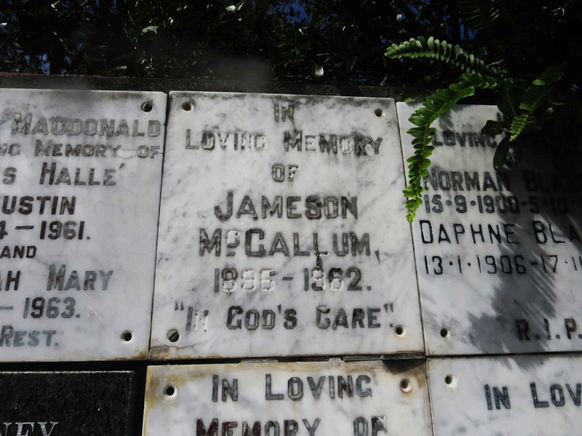 MCCALLUM Jameson 1896-1962