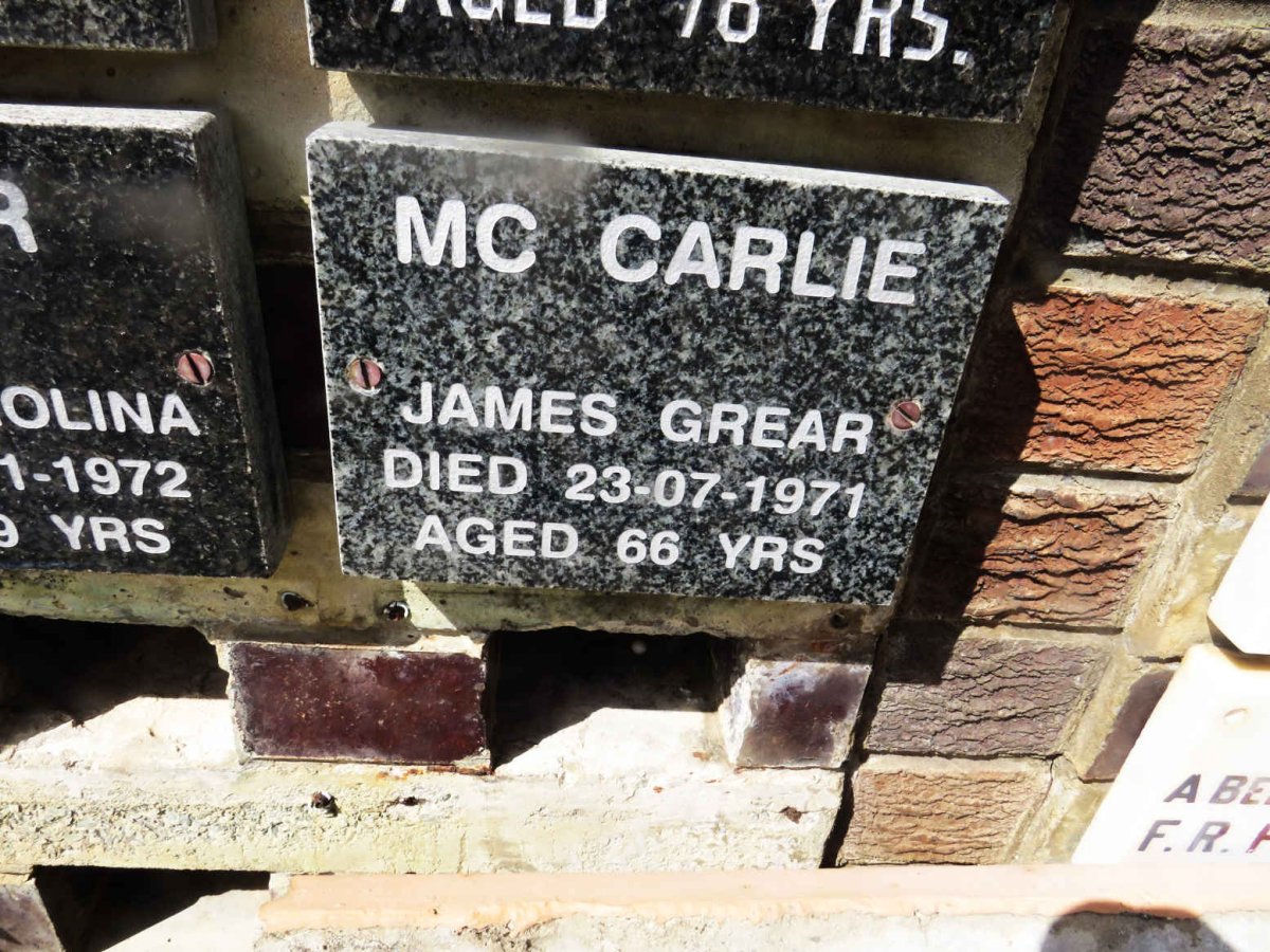 MCCARLIE James Grear 1971