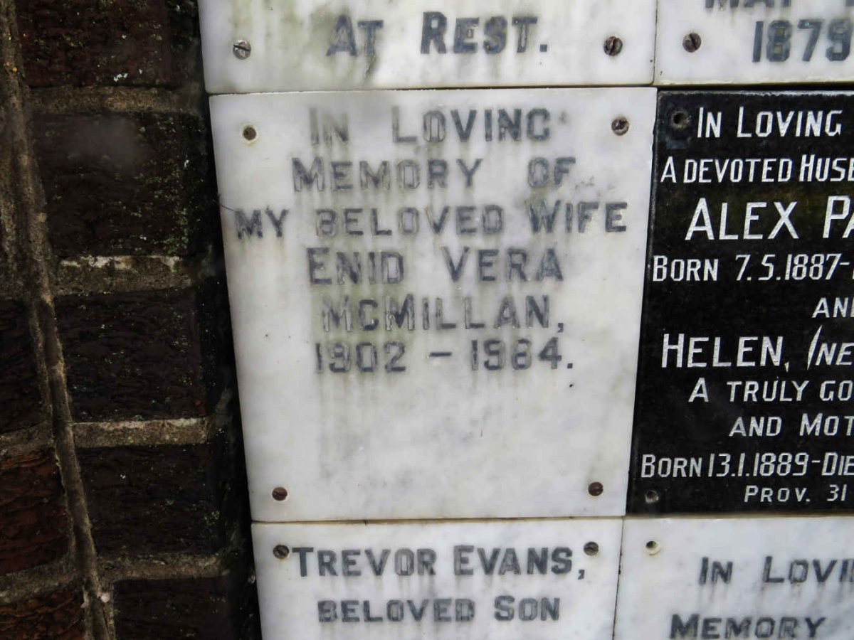 MCMILLAN Enid Vera 1902-1984