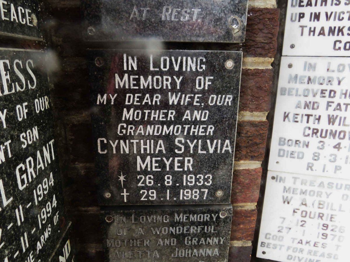 MEYER Cynthia Sylvia 1933-1987