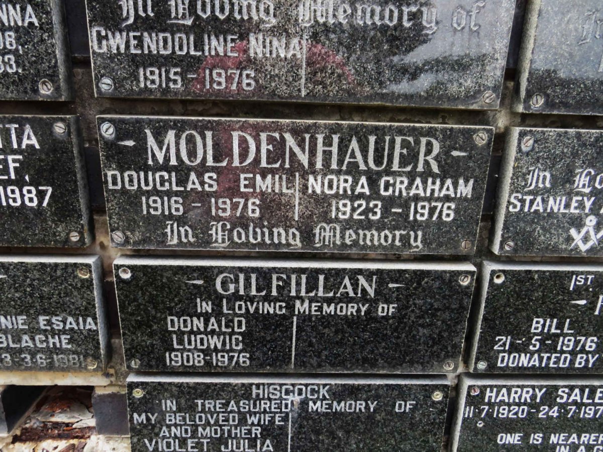 MOLDENHAUER Douglas Emil 1916-1976 &amp; Nora Graham 1923-1976