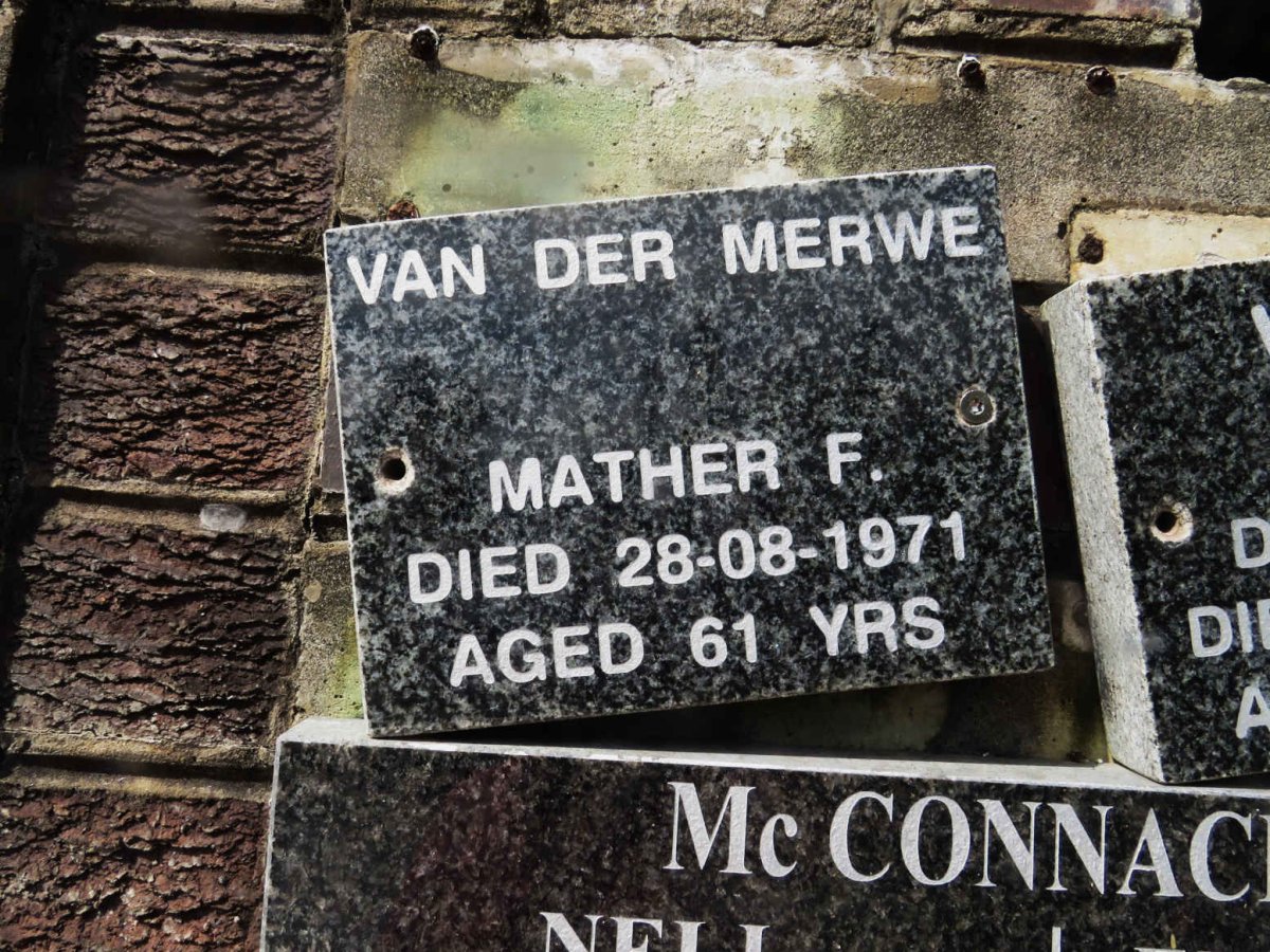 MERWE Mather F.,van der -1971