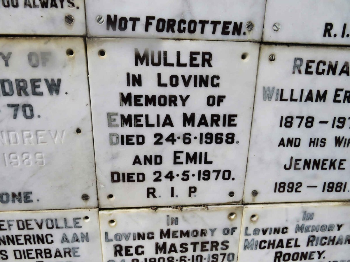 MULLER Emil -1970 &amp; Emelia Marie -1968