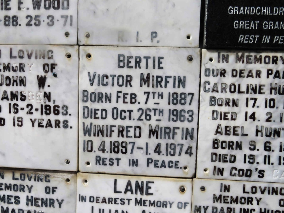MIRFIN Victor 1887-1963 &amp; Winifred 1897-1974