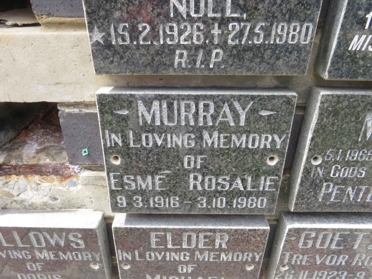 MURRAY Esme Rosalie 1916-1980
