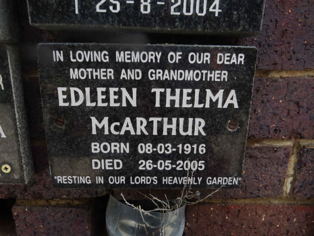 MCARTHUR Edleen Thelma 1916-2005