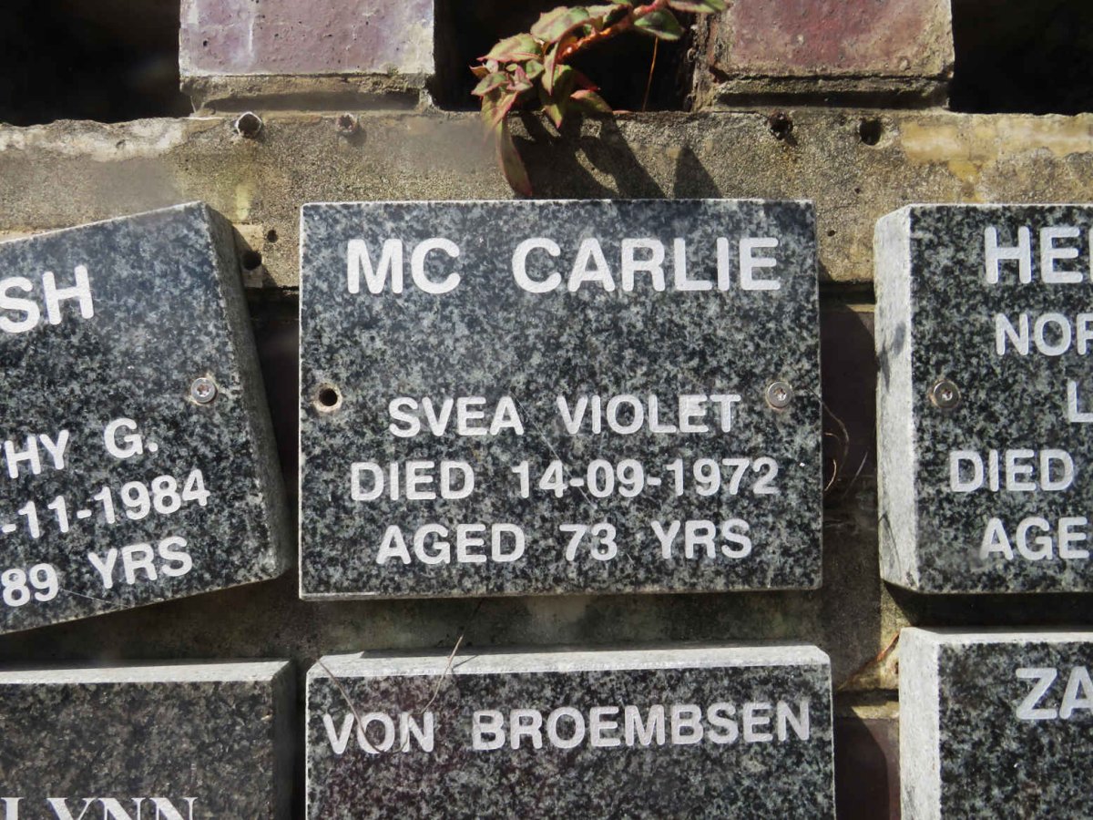 MCCARLIE Svea Violet -1972