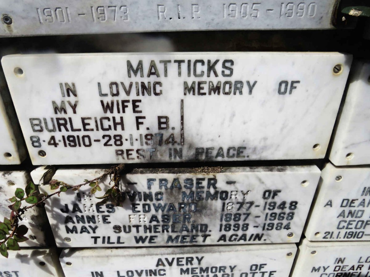 MATTICKS Burleigh F.B. 1910-1974