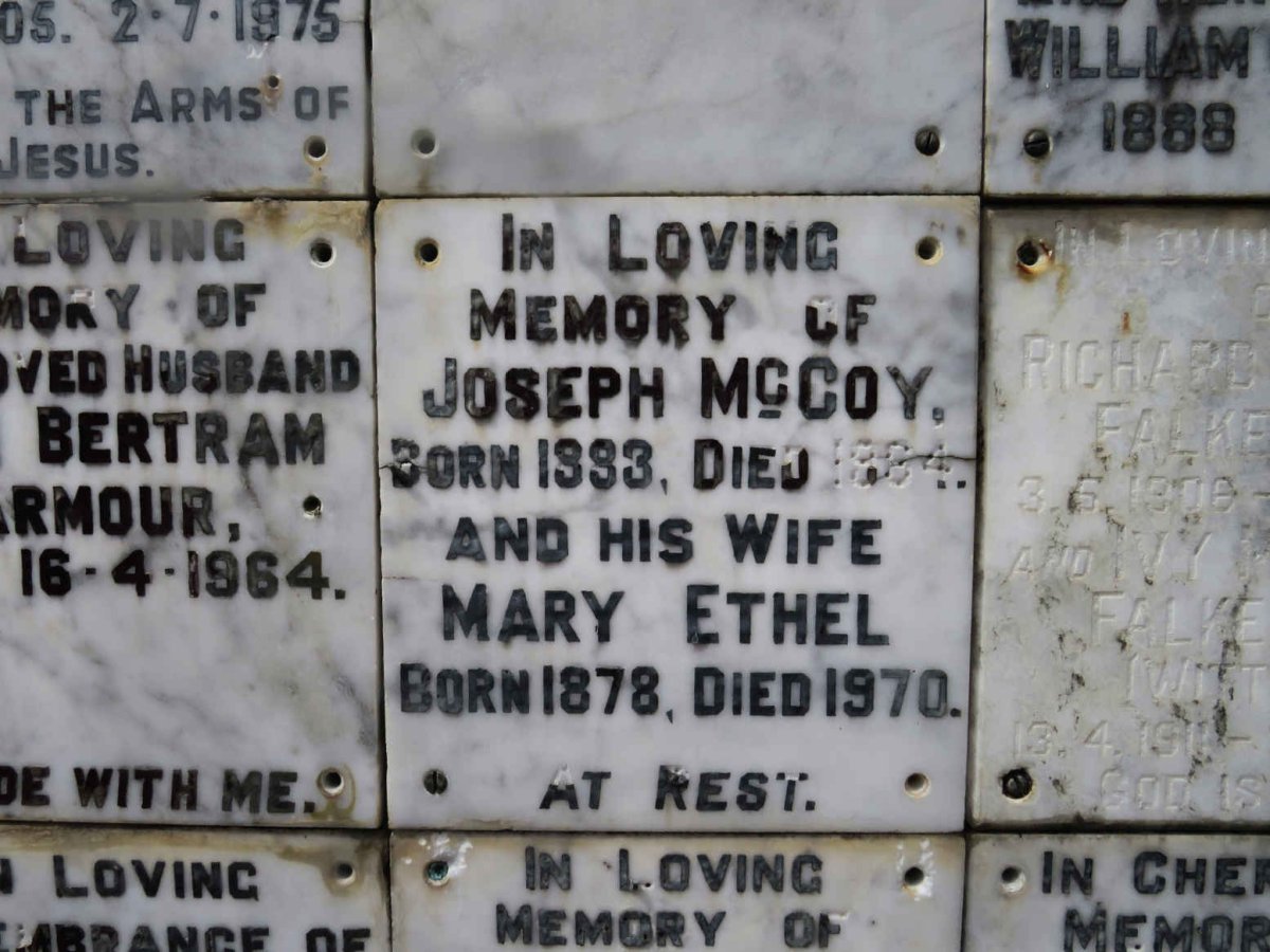 MCCOY Joseph 1893-1964 &amp; Mary Ethel 1878-1970