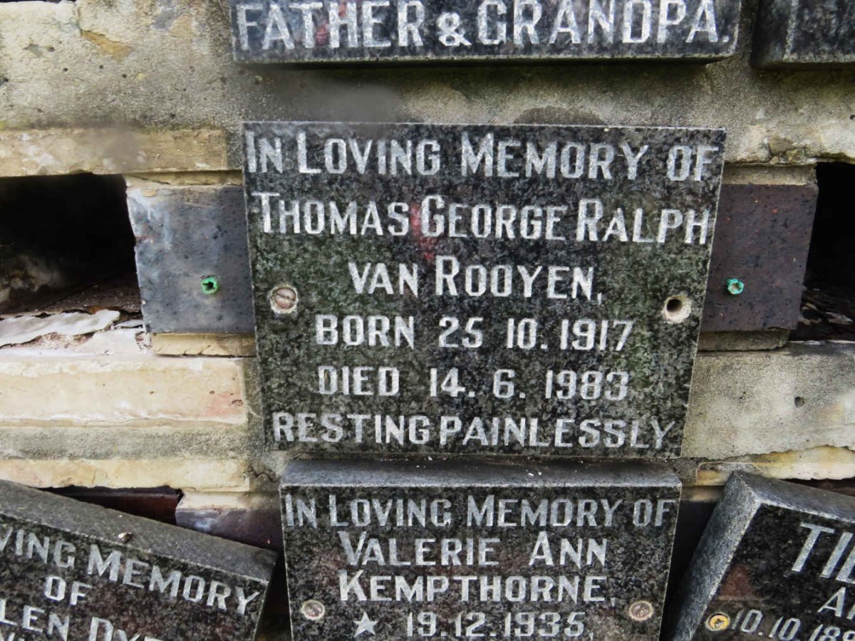 ROOYEN Thomas George Ralph, van 1917-1983