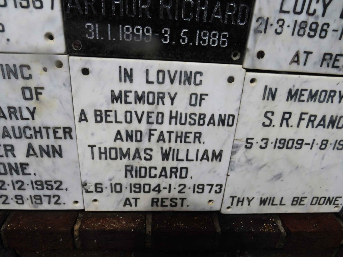 RIDGARD Thomas William 1904-1973