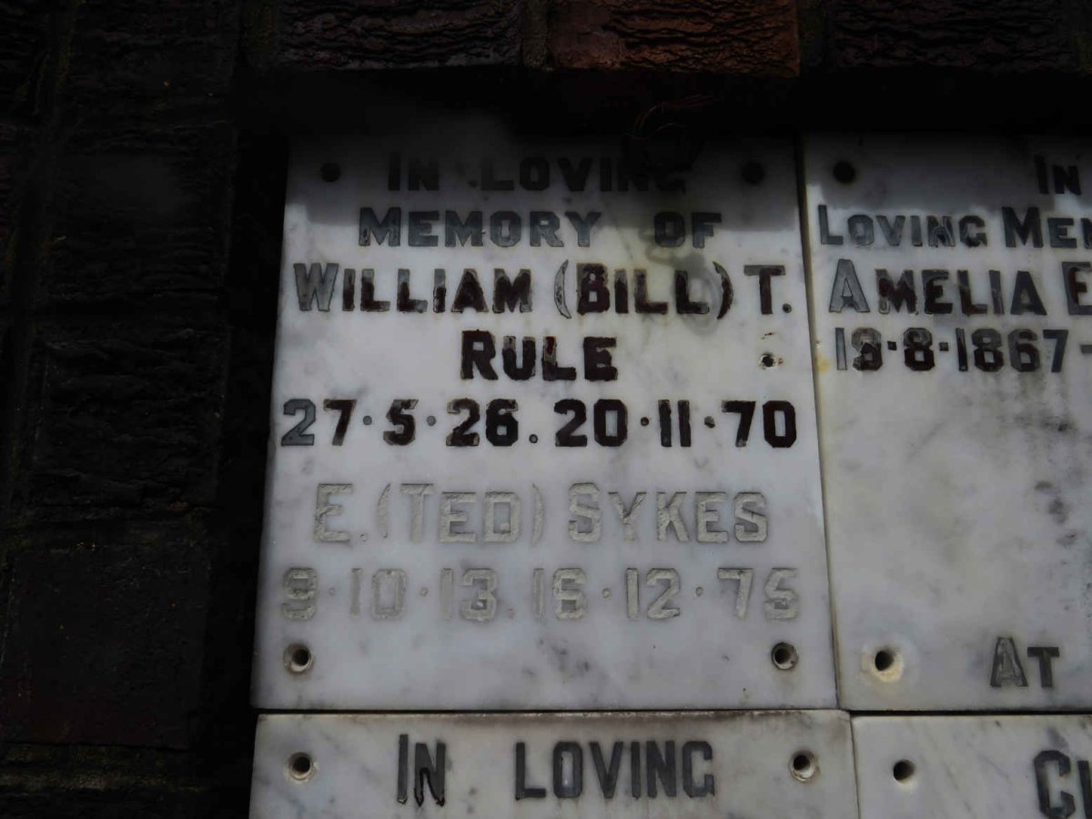 RULE William T. 1926-1970 :: SYKES E. 1913-1975