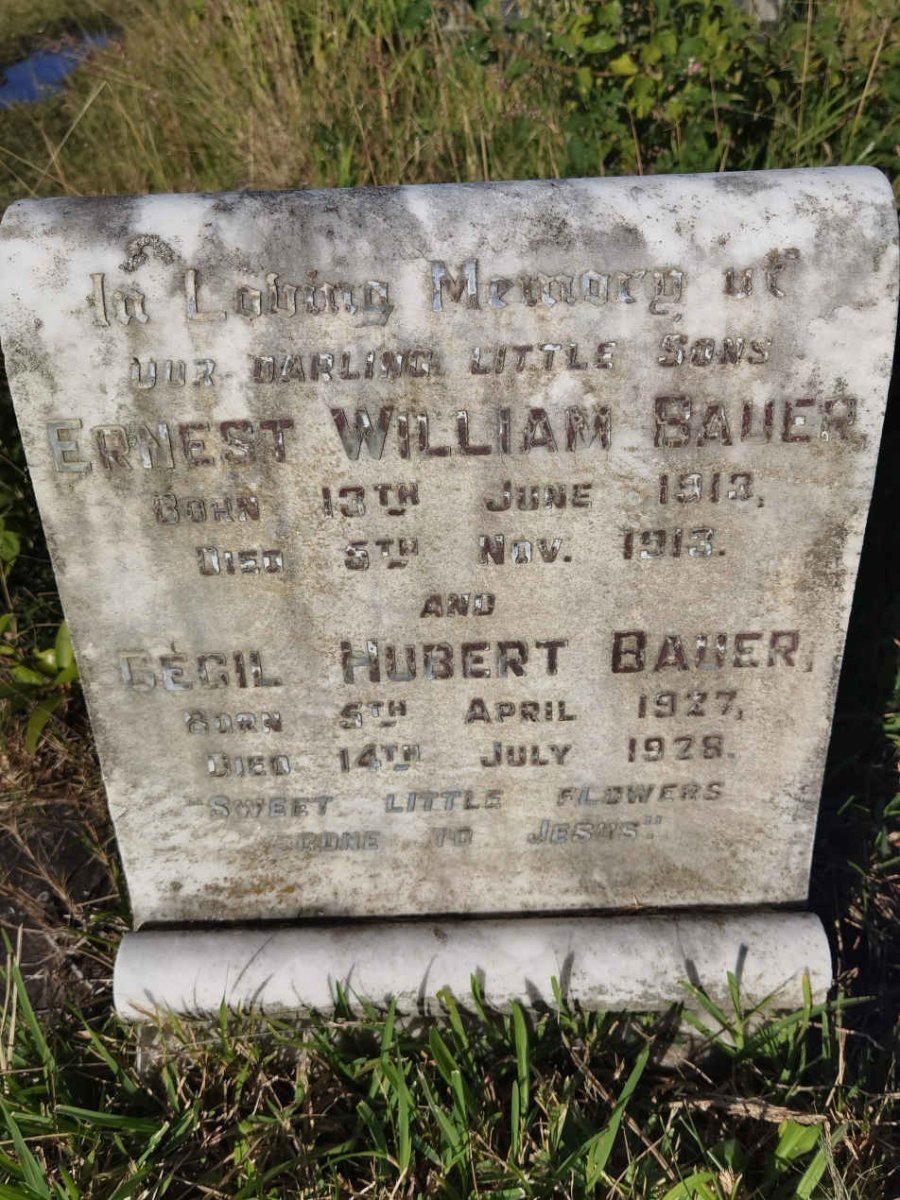 BAUER Ernest William 1913-1913 :: BAUER Cecil Hubert 1927-1928