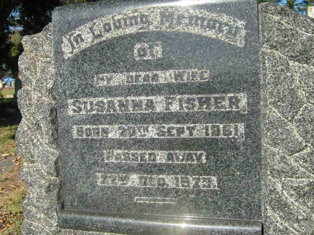 FISHER Susanna 1861-1923