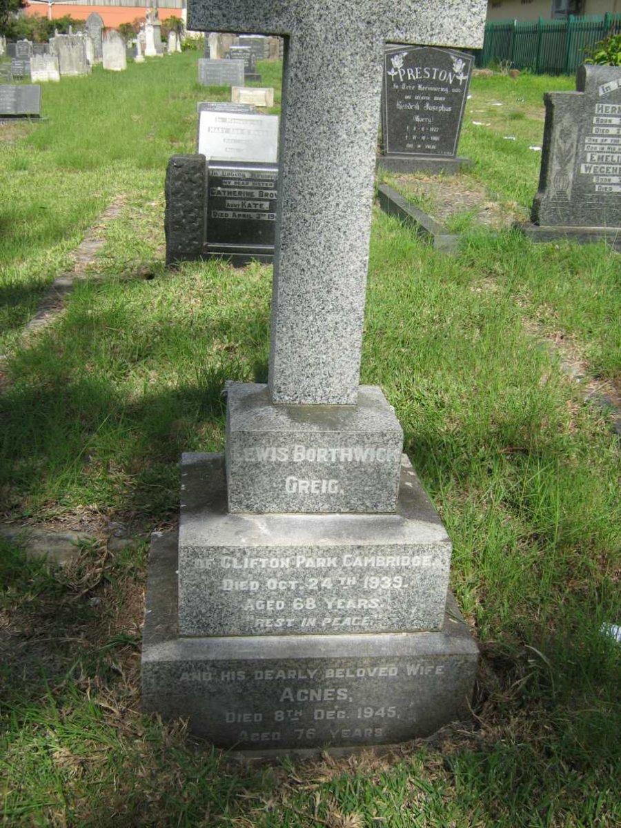 GREIG Lewis Borthwick -1939 &amp; Agnes -1945