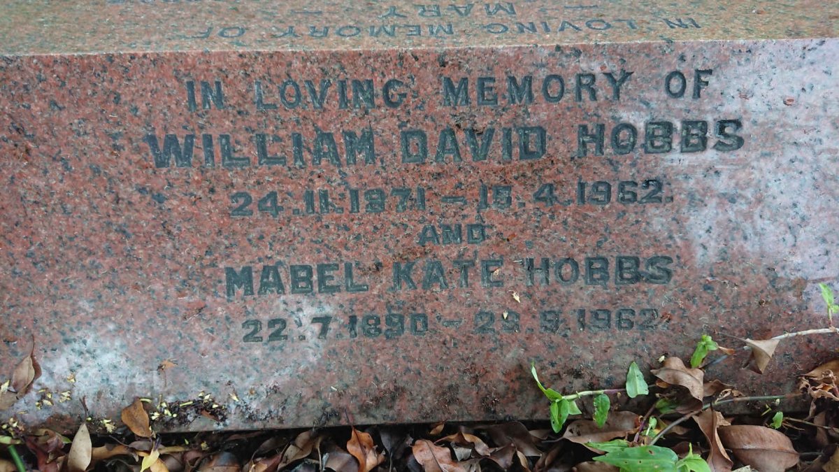 HOBBS William David 1871-1962 &amp; Mabel Kate 1890-1962