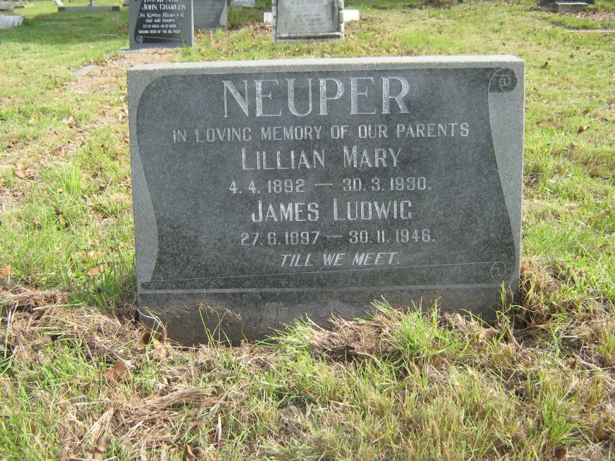 NEUPER James Ludwig 1892-1946 &amp; Lillian Mary 1892-1930
