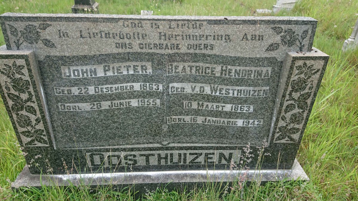 OOSTHUIZEN John Pieter 1863-1955 &amp; Beatrice Hendrina V.D. WESTHUIZEN 1863-1942