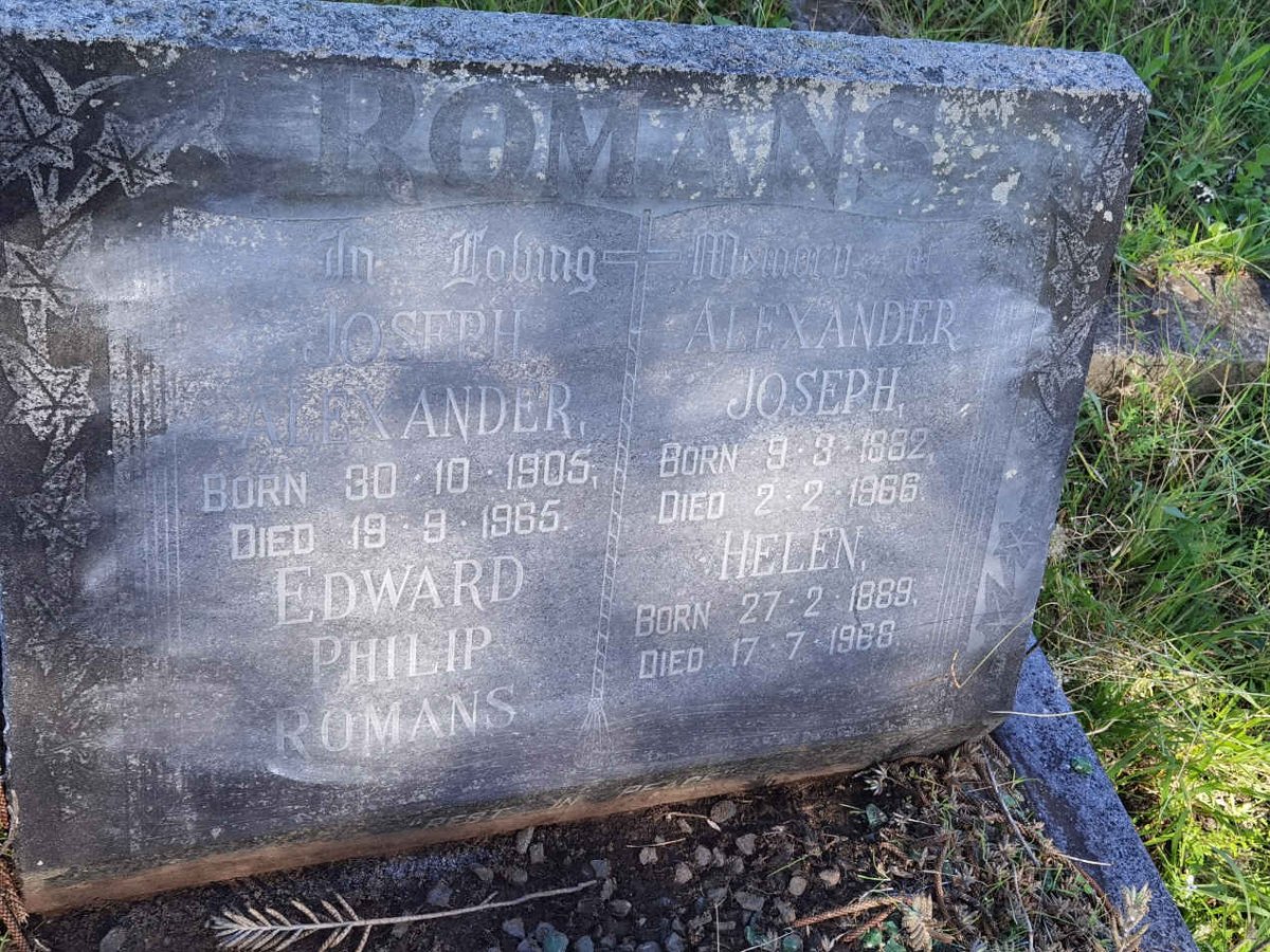 ROMANS Alexander Joseph 1882-1966 &amp; Helen 1889-1966 :: ROMANS Joseph Alexander 1905-1965