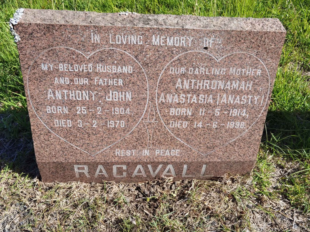 RAGAVALL Anthony John 1904-1970 & Anthronamah Anastasia 1914-1998