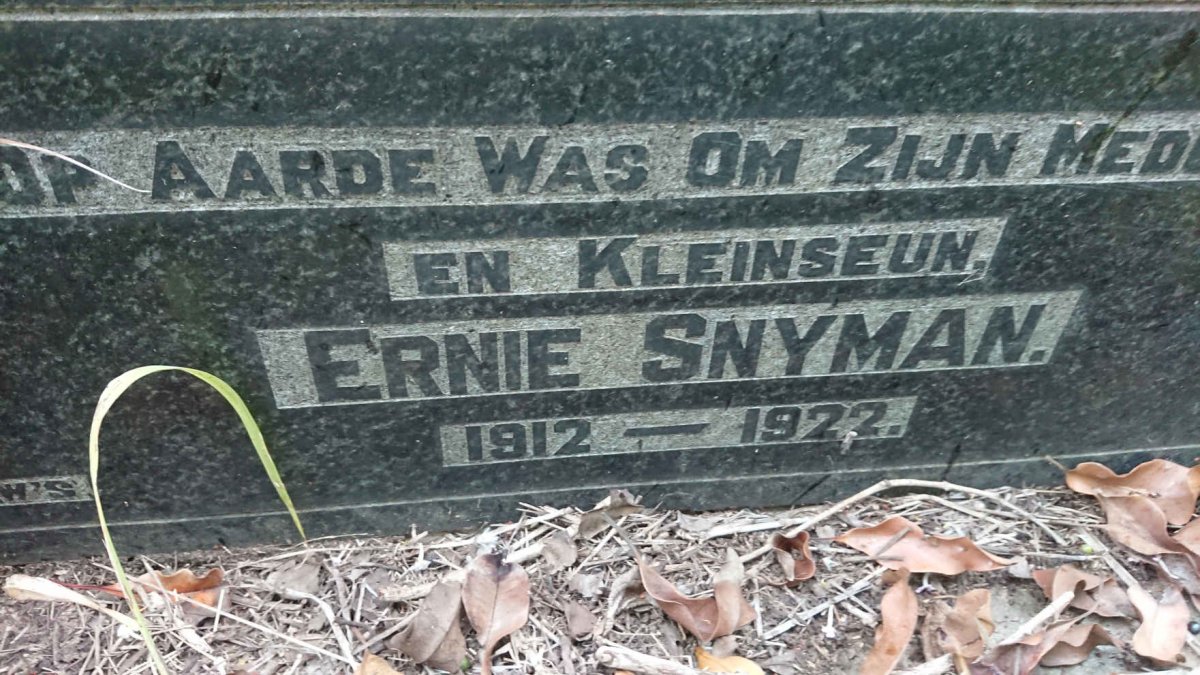 SNYMAN Willem Diederick -1919 :: SNYMAN Ernie 1912-1922 _2