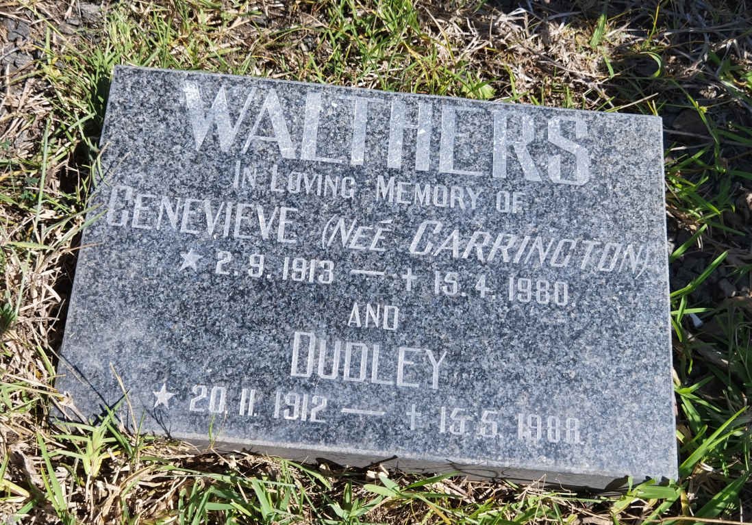 WALTHERS Dudley 1912-1988 &amp; Genevieve CARRINGTON 1913-1980