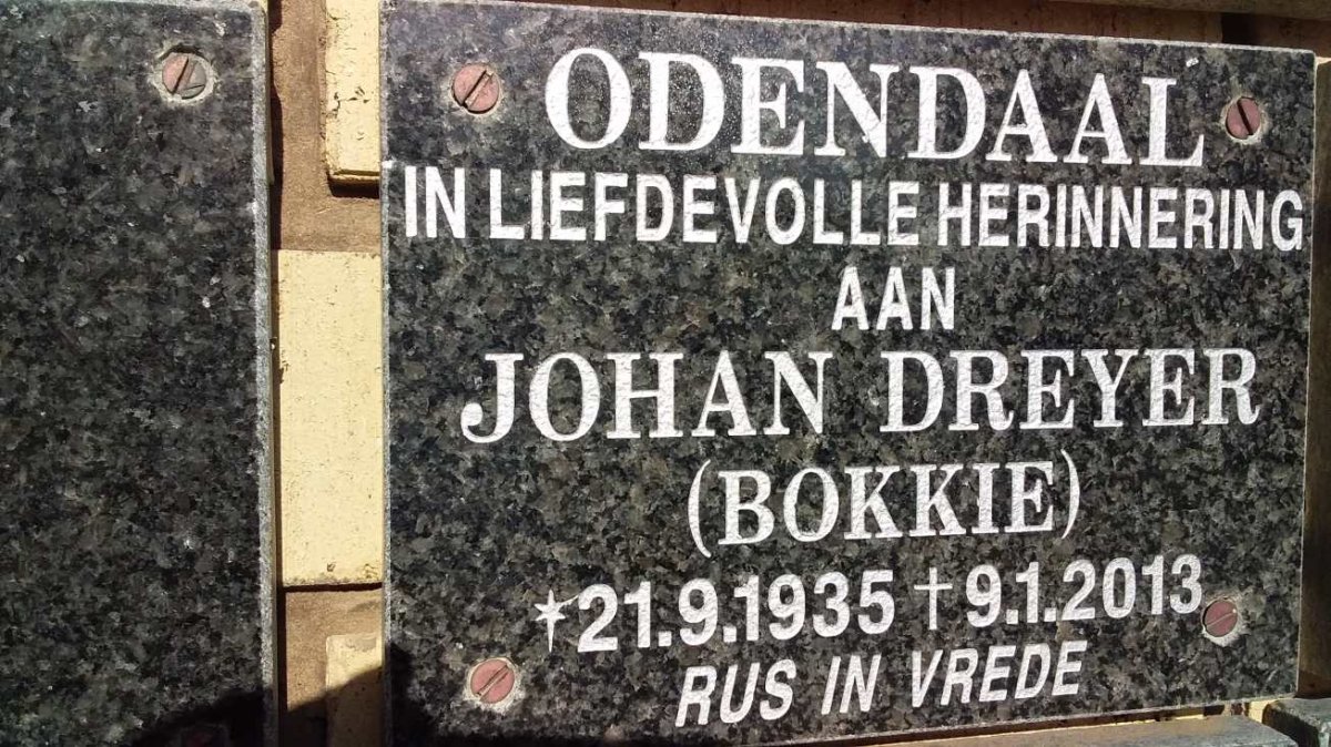 ODENDAAL Johan Dreyer 1935-2013