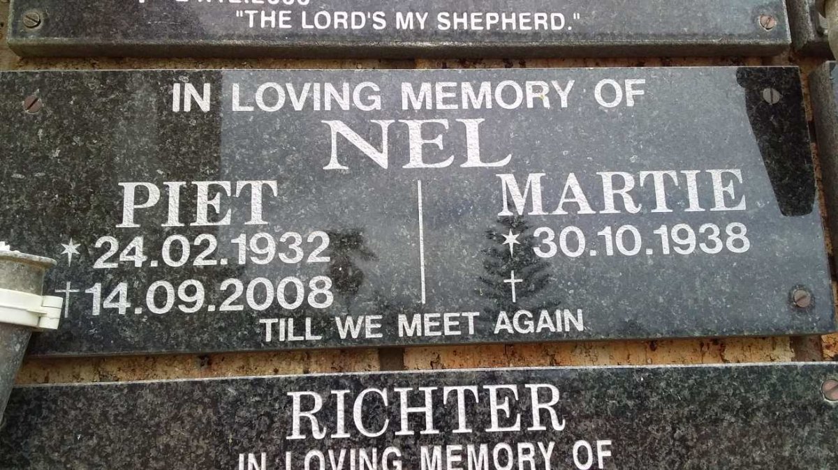 NEL Piet 1932-2008 &amp; Martie 1938-