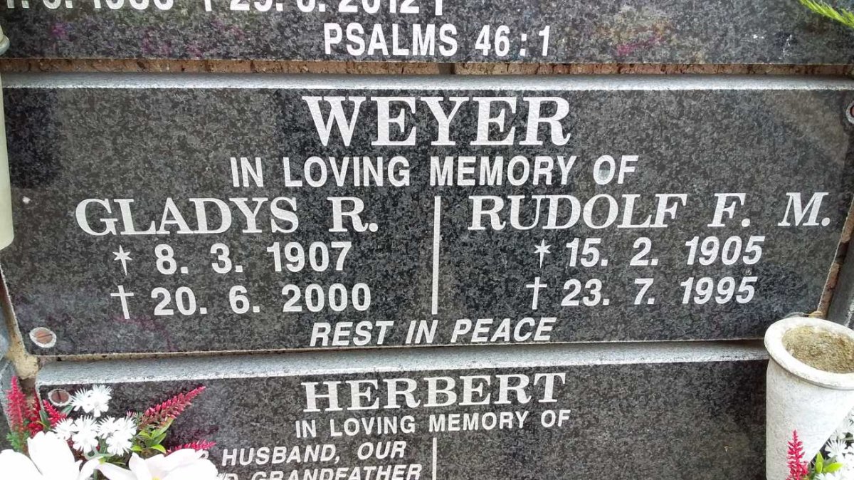WEYER Rudolf F.M. 1905-1995 &amp; Gladys R. 1907-2000
