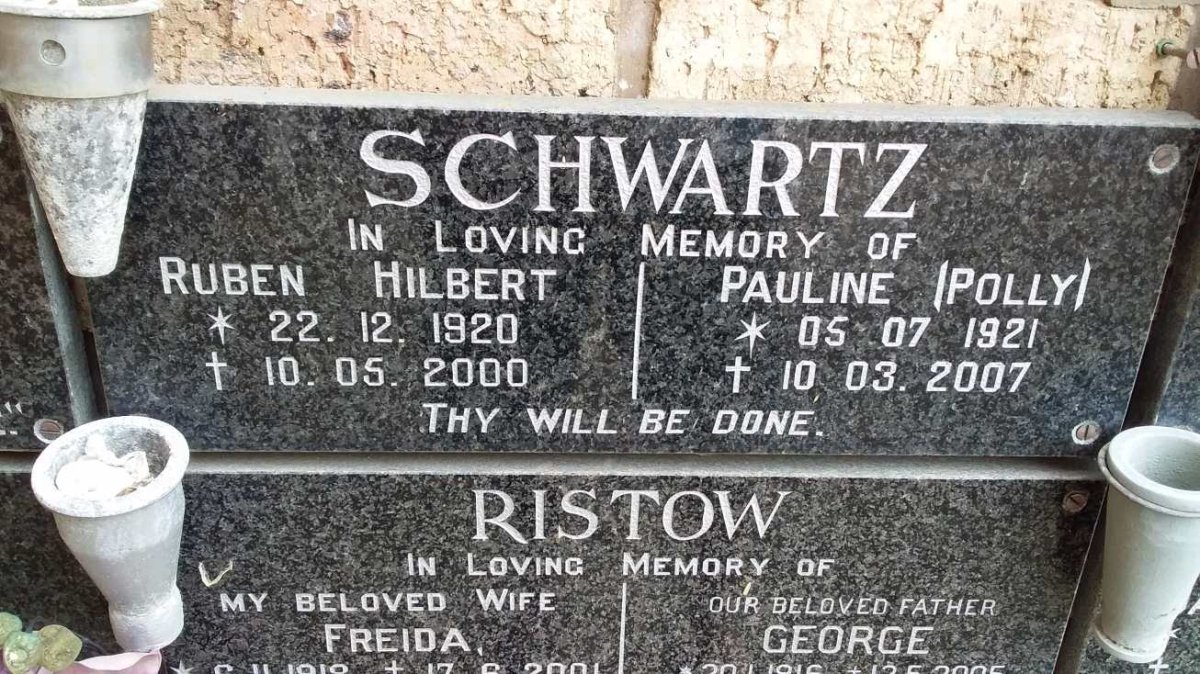 SCHWARTZ Ruben Hilbert 1920-2000 &amp; Pauline 1921-2007