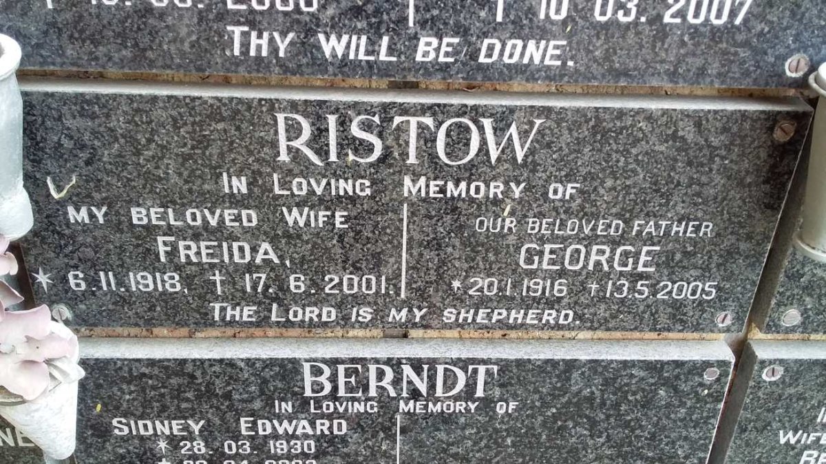 RISTOW George 1916-2005 &amp; Freida 1918-2001